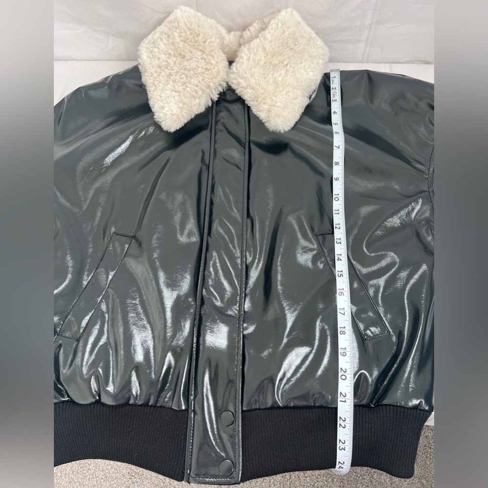 Scoop Women's Faux Leather Bomber Jacket W Faux Collar Black M (8-10) - Picture 7 of 8